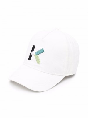 Твиловая кепка с вышитым логотипом Kenzo Kids. Цвет: белый