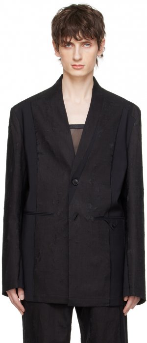 Черный потертый пиджак Feng Chen Wang