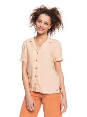 Женская рубашка с коротким рукавом Remind To Forget Roxy. Цвет: персиковый