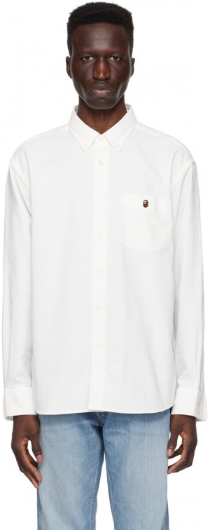 Белая однотонная рубашка Bape