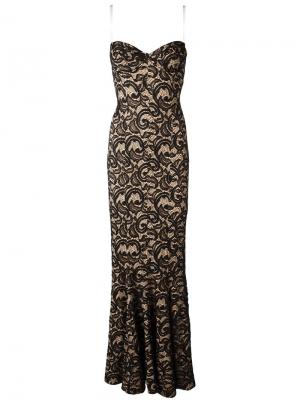 Кружевное длинное платье Norma Kamali. Цвет: чёрный