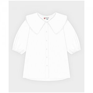 Блузка с рукавом 3/4 белая для девочек, модель 222BBGS22010200, размер 128 Button Blue. Цвет: белый