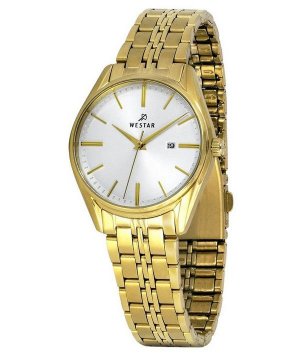 Profile Кварцевые женские часы из нержавеющей стали золотого тона с белым циферблатом 40210GPN107 Westar
