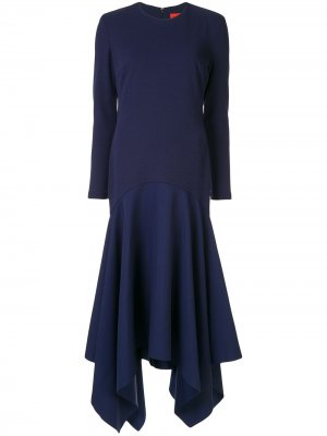Длинное платье асимметричного кроя Solace London. Цвет: синий