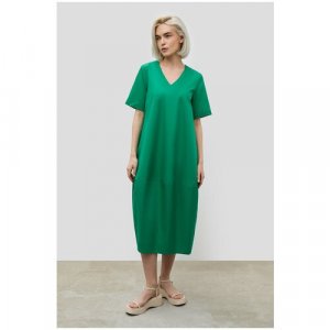 Платье , хлопок, повседневное, полуприлегающее, миди, размер 48, зеленый Baon. Цвет: зеленый