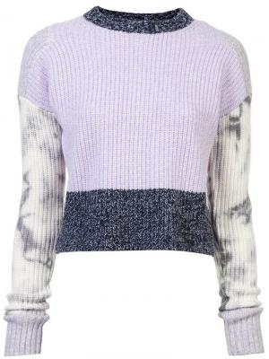 Укороченный вязаный свитер с контрастной отделкой Zoe Jordan. Цвет: синий