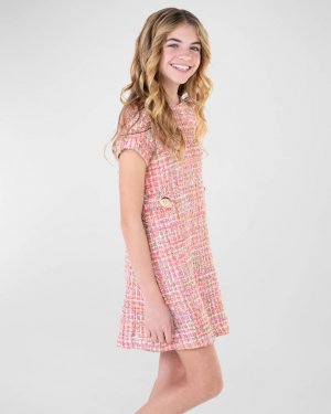 Твидовое платье на пуговицах Audrey для девочек, размеры 7–16 Zoe