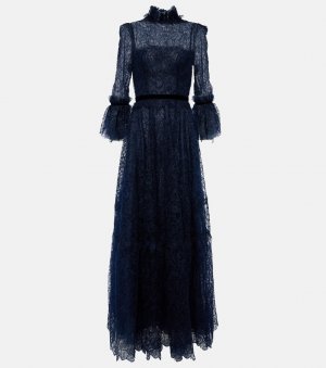 Кружевное платье со сборками , синий Costarellos