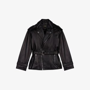 Кожаная куртка Belfa на молнии с поясом и , цвет noir / gris Maje