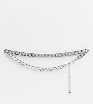 Эксклюзивный чокер в виде серебристой цепочки -Серебряный DesignB London Curve