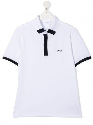 Рубашка поло с контрастными полосками BOSS Kidswear. Цвет: белый