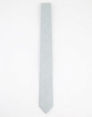 Льняной галстук в крупную клетку -Голубой Gianni Feraud