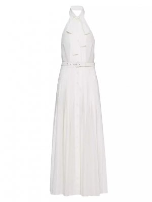 Длинное жаккардовое платье из крепдешина , белый Prada