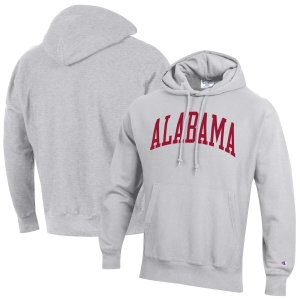 Мужской серый пуловер с капюшоном Alabama Crimson Tide Team Arch обратного переплетения Champion. Цвет: серый