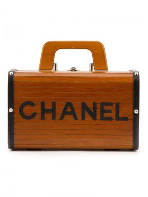 Чемоданчик для косметики с логотипом CC Chanel Vintage. Цвет: коричневый