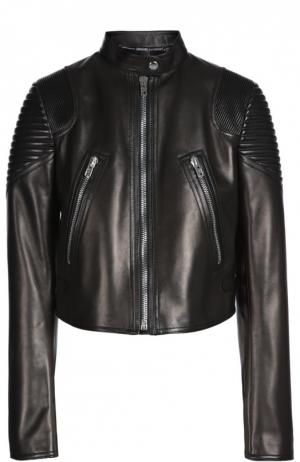 Укороченная кожаная куртка с декоративной отделкой Givenchy. Цвет: черный