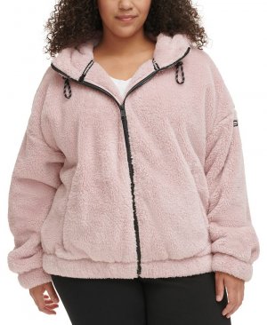 Объемная куртка из шерпы с капюшоном больших размеров , розовый Calvin Klein