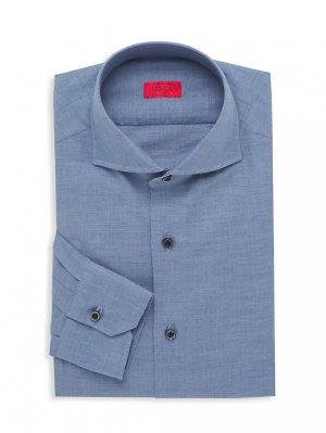 Фланелевая классическая рубашка обычного кроя , цвет bright blue Isaia