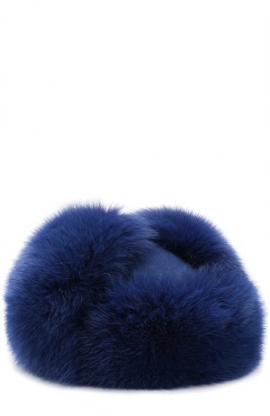 Кашемировая шапка Alaskan с отделкой из меха лисы Loro Piana. Цвет: синий