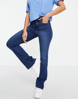 Расклешенные джинсы цвета индиго с завышенной талией -Голубой Noisy May