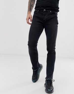 Рваные зауженные джинсы с необработанным краем -Черный Bolongaro Trevor