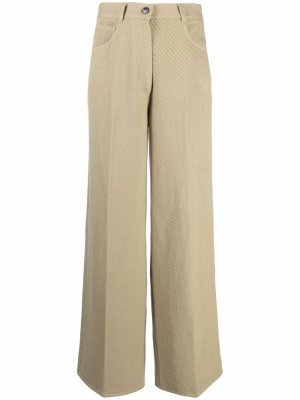 Широкие брюки с вельветовыми вставками Forte. Цвет: зеленый
