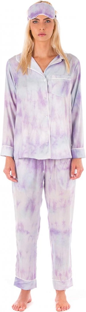 Пижама Tie-Dye + комплект маски для глаз , фиолетовый Plush