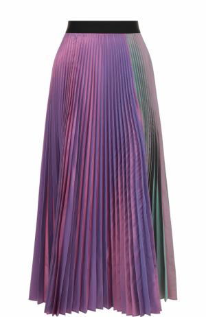 Плиссированная юбка-миди с контрастным поясом Christopher Kane. Цвет: разноцветный