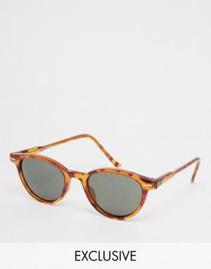Круглые солнцезащитные очки Leo Reclaimed Vintage. Цвет: коричневый