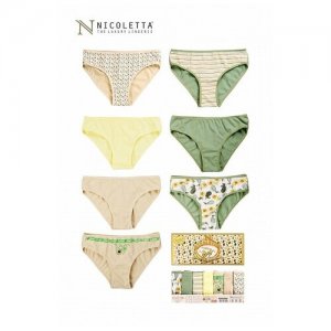 Набор трусов для девочки Nicoletta, размер 5, цвет зеленый, 7 шт. NICOLETTA. Цвет: зеленый