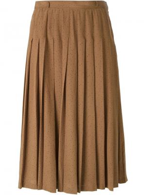 Плиссированная юбка-миди Louis Feraud Vintage. Цвет: коричневый