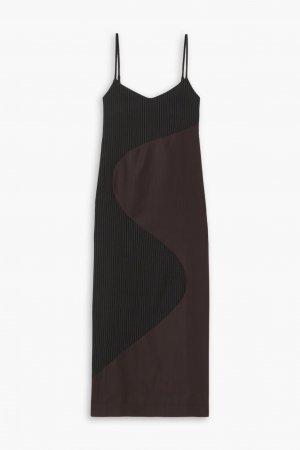 Жаккардовое платье миди Femi Wave в тонкую полоску из смесовой шерсти , черный Ahluwalia