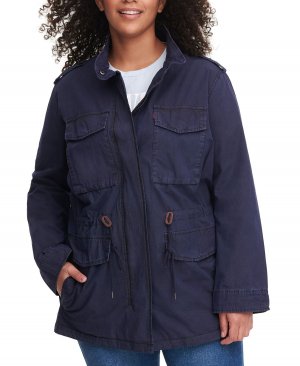 Модная хлопковая куртка больших размеров с капюшоном Levi's, темно-синий Levi's