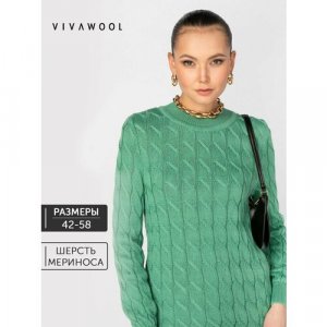 Пуловер , размер 56, зеленый VIVAWOOL. Цвет: зеленый/мятный