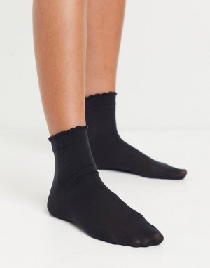 Черные носки до щиколотки с волнистым краем -Черный Jonathan Aston