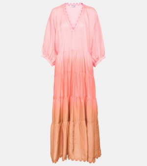 Многоярусное шелковое платье макси Juliet Dunn, розовый DUNN
