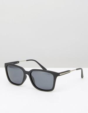 Квадратные солнцезащитные очки в черной матовой оправе Esprit. Цвет: черный