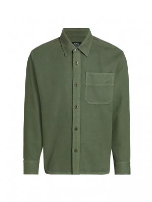 Джинсовая рубашка на пуговицах спереди , цвет forest green A.P.C.