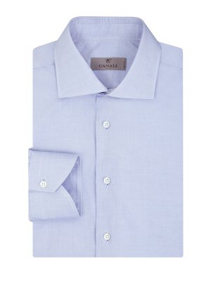 Рубашка с длинными рукавами из хлопкового поплина CANALI. Цвет: голубой