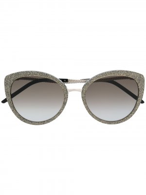 Солнцезащитные очки в оправе кошачий глаз с блестками Karl Lagerfeld. Цвет: черный