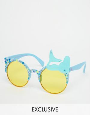 Солнцезащитные очки с желтыми стеклами Mermaid Spangled. Цвет: синий