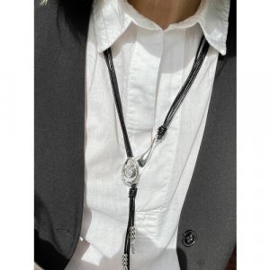 Колье-галстук Рог изобилия серебристый металл на черных шнурках 50 (+8) см Fashion jewelry. Цвет: серебристый