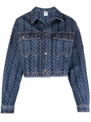Укороченная джинсовая куртка с узором зигзаг M Missoni. Цвет: синий