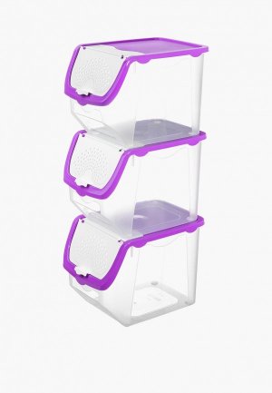 Набор контейнеров для хранения продуктов El Casa 12 л, 33х23х23,5 см. Цвет: фиолетовый