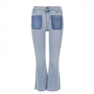 Укороченные расклешенные джинсы с бахромой Rag&Bone. Цвет: синий