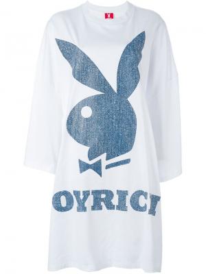 Платье-футболка с принтом Playboy Bunny Joyrich. Цвет: белый