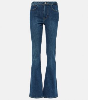 Расклешенные джинсы с высокой посадкой и плетеной отделкой , синий Frame