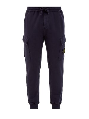 Окрашенные в готовом виде брюки-джоггеры из хлопка STONE ISLAND. Цвет: черный