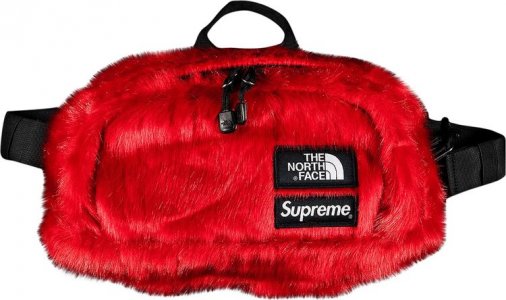 Сумка x North Face Faux Fur Waist Bag Red, красный Supreme