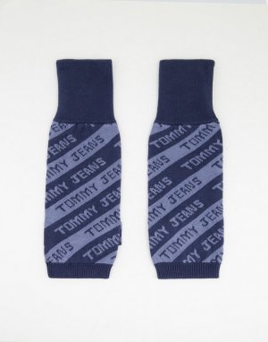 Темно-синие перчатки без пальцев в полоску с логотипом -Темно-синий Tommy Jeans